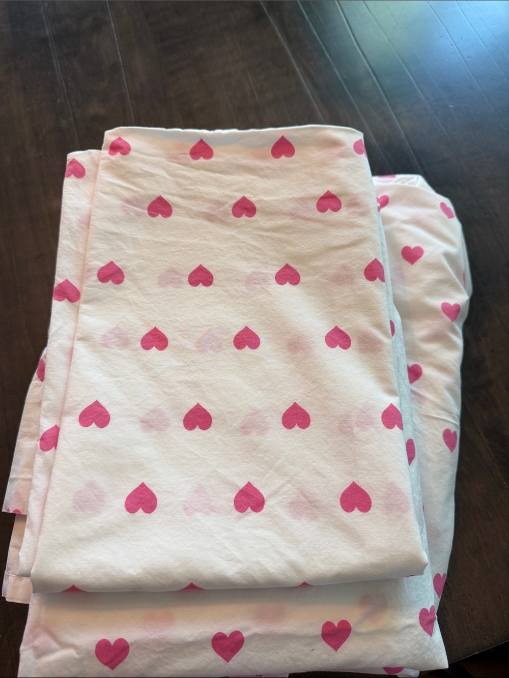 Pottery Barn Kids Organic “dark Pink Hearts" Sheet Set (Full)